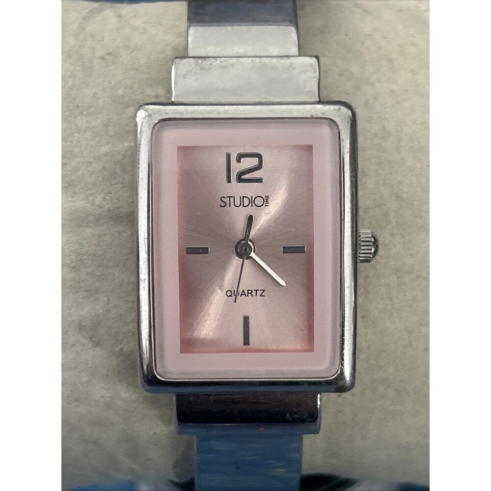 Studio Time Silver Tone Pink Dial Women’s Quartz Watch